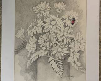 Art#040 ($95) Mitch Howell Coon/1979 Matted Watercolor & Pencil Original