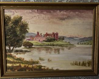 Art#225 ($95) Hubert Mitchell - Scottish Castle/Watercolor Original Framed