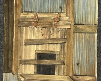 Art#022 ($225) Mitch Howell Coon/Barn Side Watercolor Original