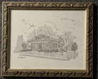Art#027 ($225) Mitch Howell Coon/ Lovelady House Pencil Original 
