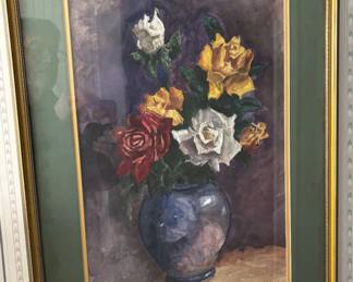 Art#224 ($125) Hubert Mitchell- Flowers/Watersolor Original framed
