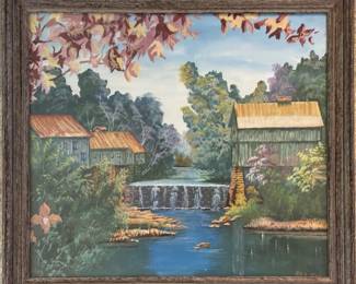 Art#226 ($95) Hubert Mitcherll- Old Mill Scene/ Watercolor Original Framed