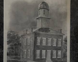 Art#023 ($125) Mitch Howell Coon/ Somerville Courthouse 1979 Print Framed