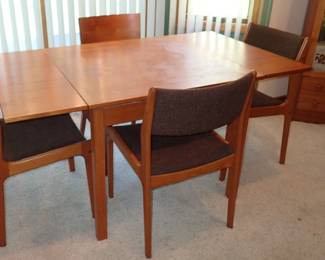 MCM DROP LEAF TABLE AND 4 CHAIRS
