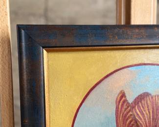 “Tulip”, an original oil on canvas painting by listed artist, Plamen Ovcharov. Signed on the verso and measures in frame, 21.5” H x 18.5” W.