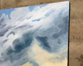 “Water Weaving”, a large original acrylic on canvas painting by listed artist, Sue-Del McCulloch. This piece measures, 48” H x 60” W.