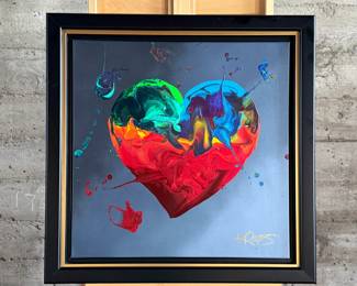 “The Love of Kre8tion”, an original acrylic on canvas painting by listed artist, Kre8. Comes with a certificate of authenticity and an appraisal from 2023 for $6,600. This piece measures in frame, 29” H x 29” W.