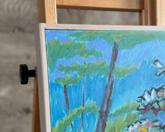 This lot features an original painting by listed Oregon artist, Charles Hannegan. This piece measures in frame, 29” H x 23” W. Charles Hannegan is a longtime painter and ceramicist based in Salem, Oregon, known for his landscapes and nature-inspired work. He is an active member of the Fairmount Hill arts community and a recognized name in the region’s public art spaces.
