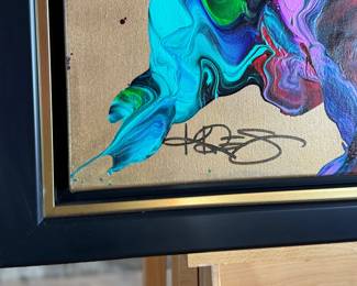 “Gold Rush”, an original acrylic painting on canvas by listed artist, Kre8. Comes with a certificate of authenticity and an appraisal from 2022 for $8,900. This piece measures in frame, 35” H x 35” W.