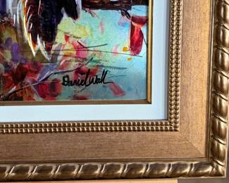 “Being Wise”, an original acrylic and watercolor painting on metal by listed artist, Daniel Wall. Comes with a certificate of authenticity and an appraisal from 2022 for $11,000. This piece measures in frame, 34” H x 28” W.