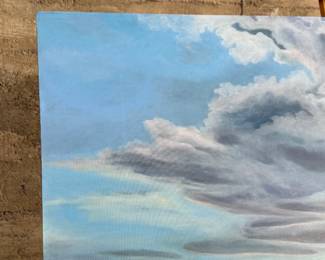 “Water Weaving”, a large original acrylic on canvas painting by listed artist, Sue-Del McCulloch. This piece measures, 48” H x 60” W.