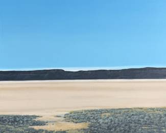 “Across Alvord”, a large original painting by listed artist, Marilyn Higginson. This piece measures, 50” H x 50” W.