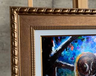 “Being Wise”, an original acrylic and watercolor painting on metal by listed artist, Daniel Wall. Comes with a certificate of authenticity and an appraisal from 2022 for $11,000. This piece measures in frame, 34” H x 28” W.