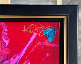 “Tiny Red”, an original acrylic painting by listed artist, Kre8. Comes with a certificate of authenticity and an appraisal from 2022 for $1,500. This piece measures in frame, 25” H x 25” W.