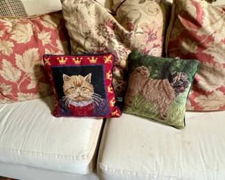 1990s Ralph Lauren Down Pillows & Two's Company Cat Pillow