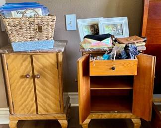 Art Deco Nightstands with Marble Tops (random costume jewelry will be for sale too)
