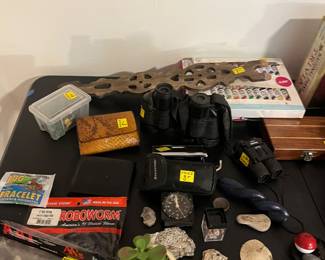Vintage cameras and binoculars