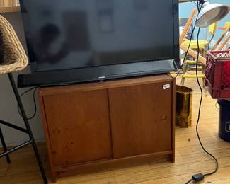 TV with speaker box and Sliding door Teak Media Cabinet
