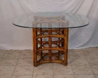 wicker sun room table, about 42 inches?