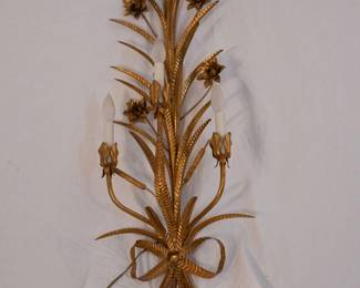 Large Gilt Metal Foliage Sconces, set of 2 (one not shown)