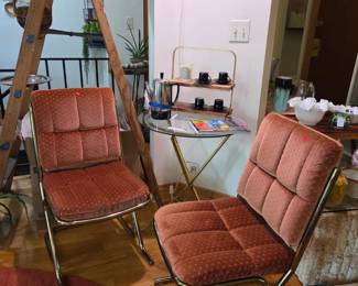 Chromcraft chairs sold as a set with folding gold bistro table