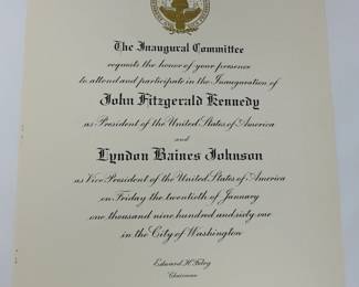 Rare JFK inaugural invitation with agenda