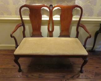 19th cent. double chairback Queen Anne settee