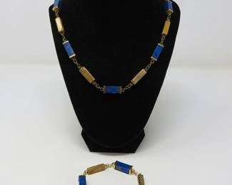14k gold & lapis necklace & bracelet