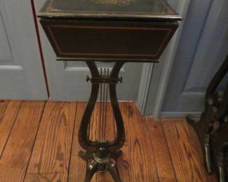 Victorian lyre teapoy