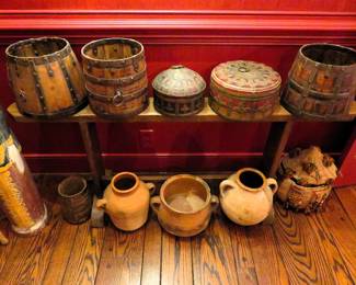 Antique Asian grain buckets
