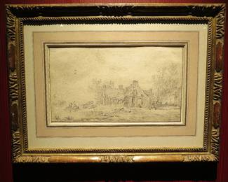 (BID ITEM) Jan Van Goyen 1633 "View of a Thatched Cottage"