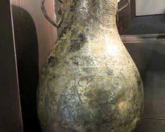 Antique Persian tinned copper water pot