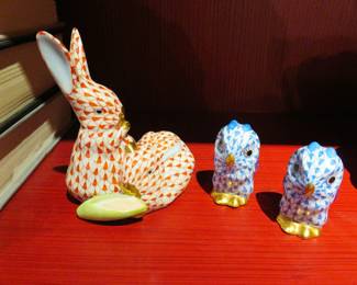 Herend "fishnet" rabbits & owls