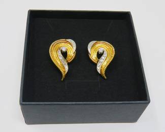 14k gold & diamond clip earrings