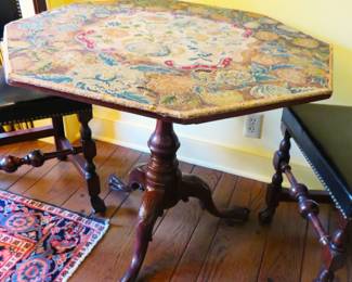 Victorian embroidered game table