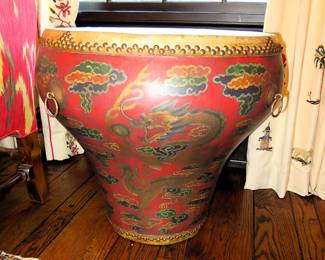 Antique Chinese ceremonial "Flowerpot" drum