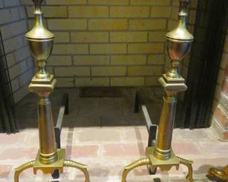 19th century Chippendale style brass andirons