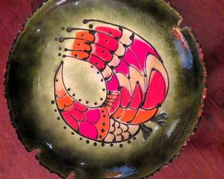 Curtis Jere mid-century enameled copper ashtray