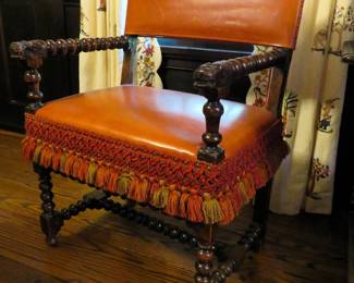Renaissance revival turned chair with lion arms 