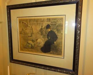 Manuel Robbe "Au Jardin Du Luxembourg" color aquatint