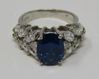 Platinum, diamond & sapphire ring