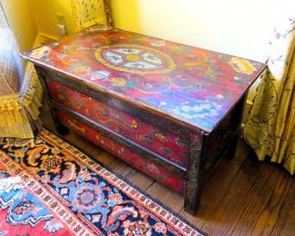 Antique Tibetan hand-painted prayer chest