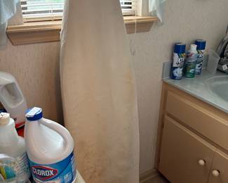 Bathroom adjacent to laundry room items