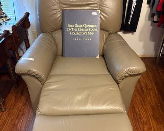 Leather recliner in bedroom 