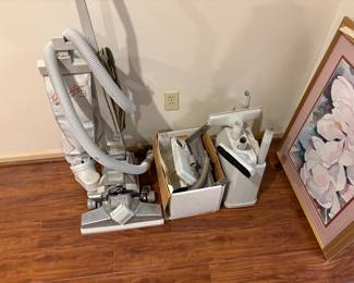 Kirby vacuum cleaner and all attachments in living room