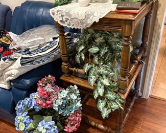 Stacked end tab les in living room - flowers & plants also for sale