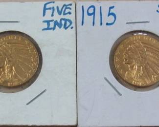 $5.00 Gold Indian Head Coins