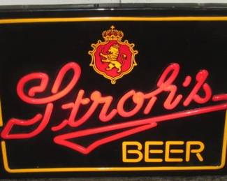 Lighted Stroh's Beer Sign