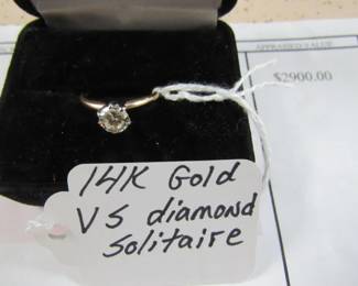 14K Gold VS Diamond Solitaire Ring