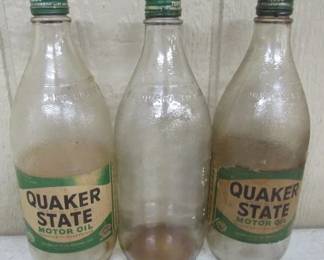 1940's Quaker State Motor Oil Glass Bottles
